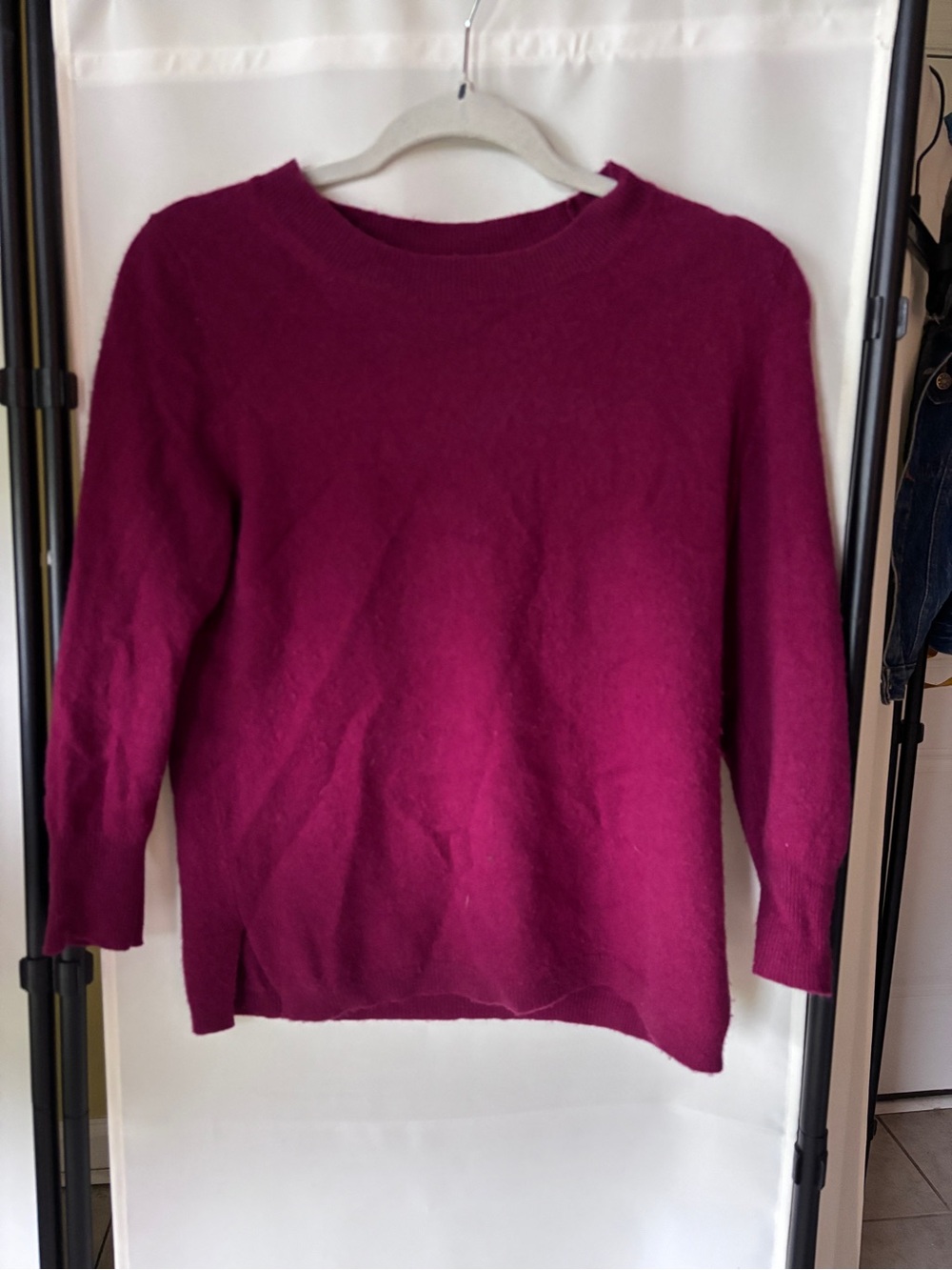 J. Crew 100% cashmere Crewneck Sweater in Deep Berry